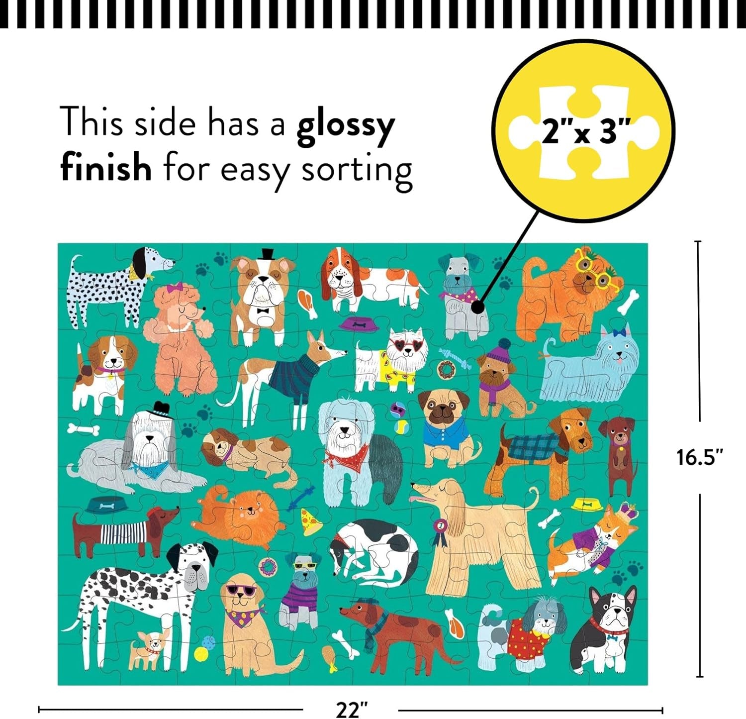 Cats and Dogs Double-Sided Puzzle, 100 Pieces, 22”X16.5” – Perfect Family Puzzle for Ages 6+ - Colorful Illustrations of Dogs on One Side and Cats on the Other – Two Fun Puzzles in One Box