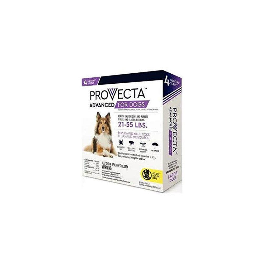 Provecta Advanced Flea & Tick Treatment for Large Dogs 21-55Lbs 4 Month Supply