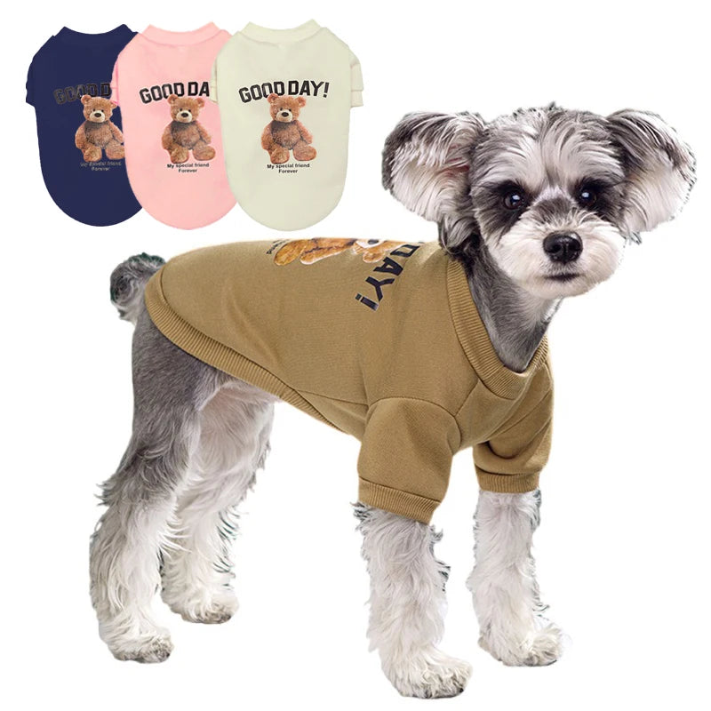 Puppy Clothes Bear Pattern Dog Clothes for Small Dogs Winter Pet Cat Vest Poodle Teddy Yorkie Chihuahua French Bulldog Costumes