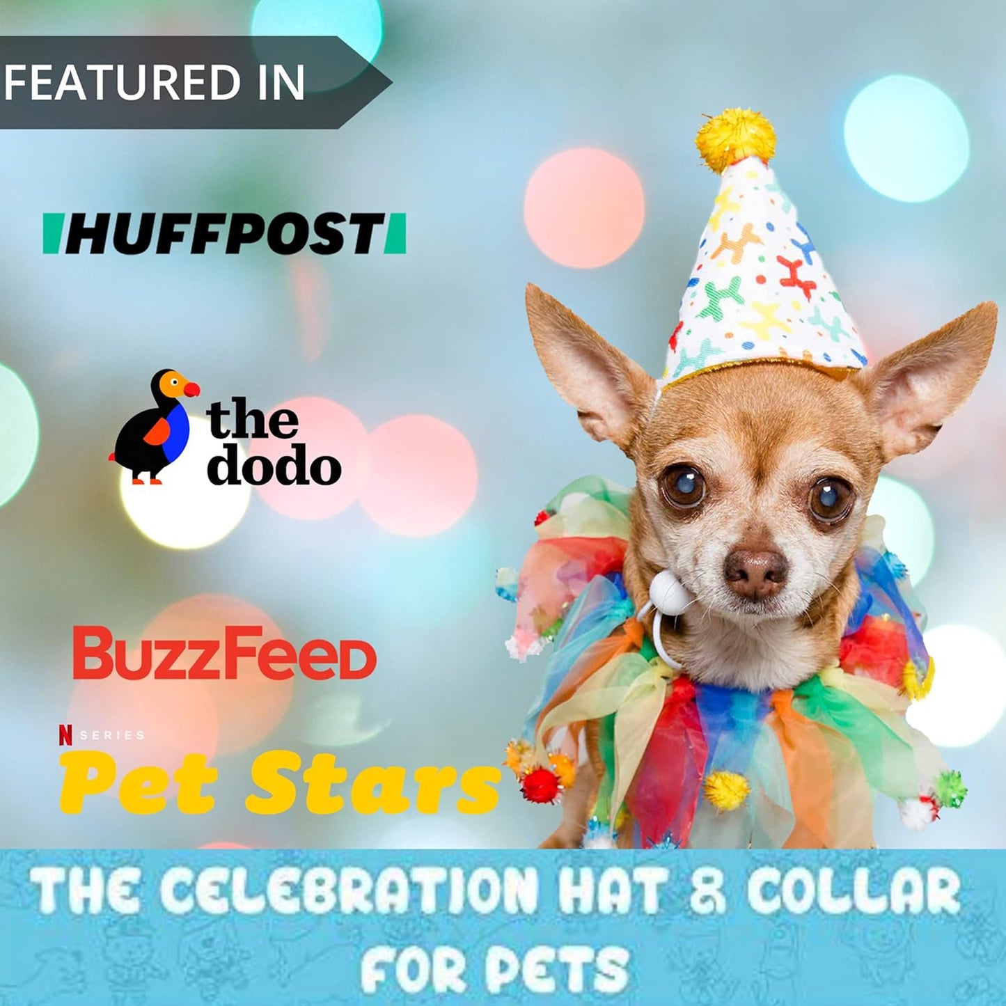 Dog Clown Costume Happy Birthday Hat & Collar Outfit | 1St Bday Party, National Cat Day, Photo Shoots & Celebrations | Doggie & Puppy Clothes | Ideal Gift for Small, Medium & Large Pets