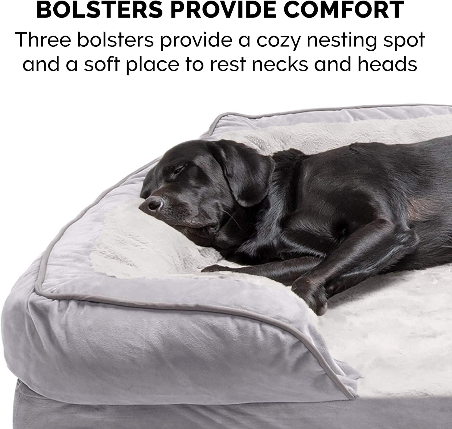 Cooling Gel Dog Bed for Large Dogs W/ Removable Bolsters & Washable Cover, for Dogs up to 125 Lbs - Plush & Velvet Waves Perfect Comfort Sofa - Granite Gray, Jumbo Plus/Xxl