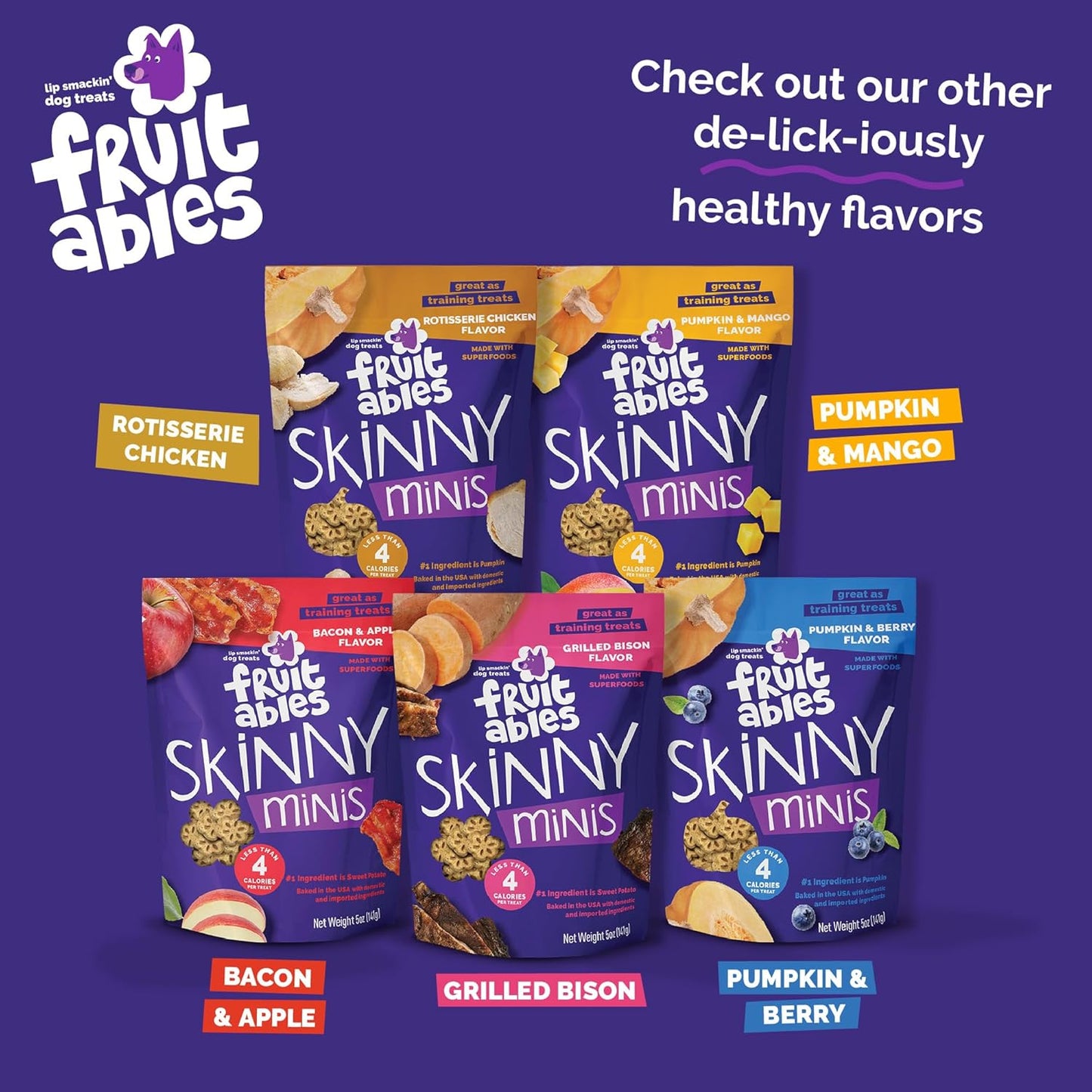 Skinny Mini Dog Treats, Healthy Sweet Potato Treat for Dogs, Low Calorie & Delicious, Puppy Training, No Wheat, Corn or Soy, Made in the USA, Grilled Bison Flavor, 12Oz