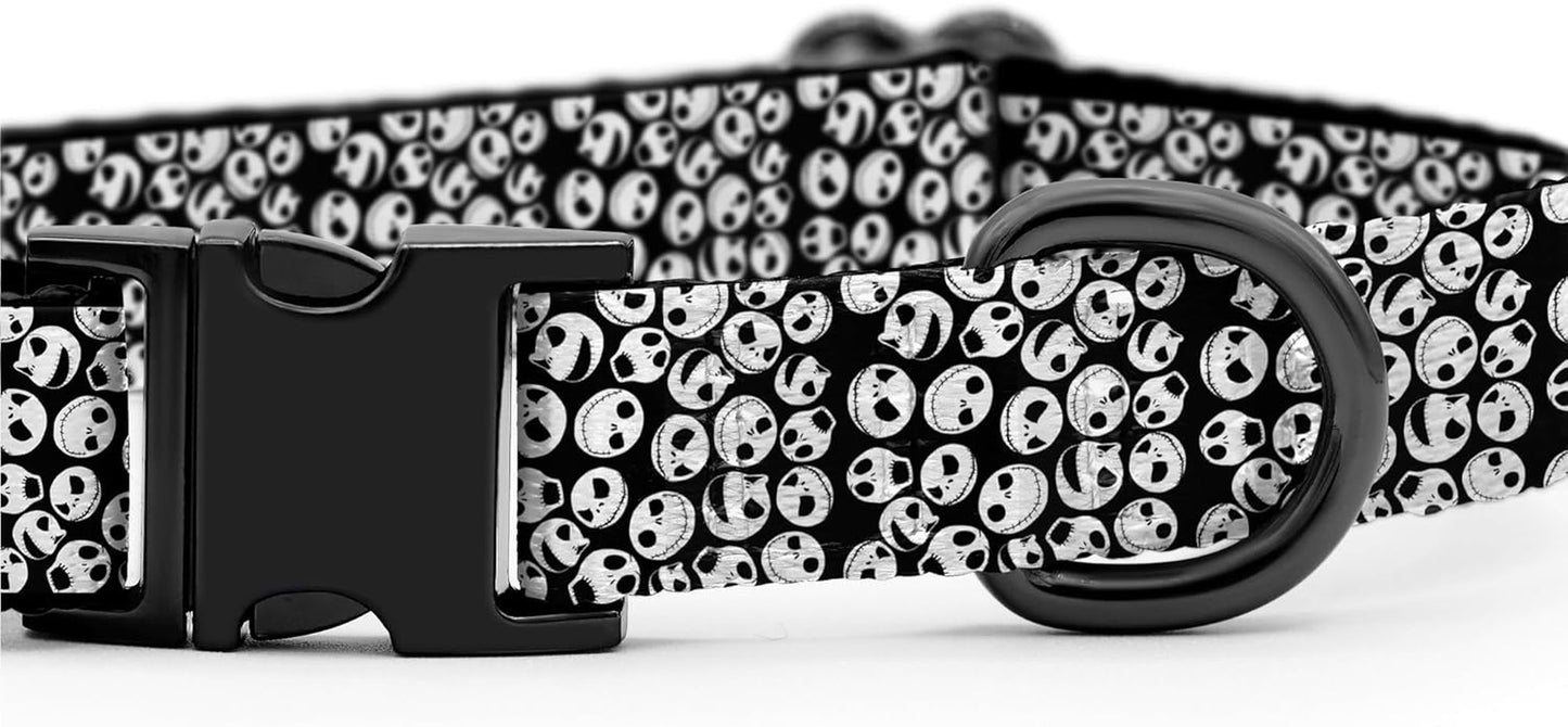 Jack Skellington Dog Collar | Comfortable Nylon Collar with Black Gunmetal Buckles (Medium Collar)