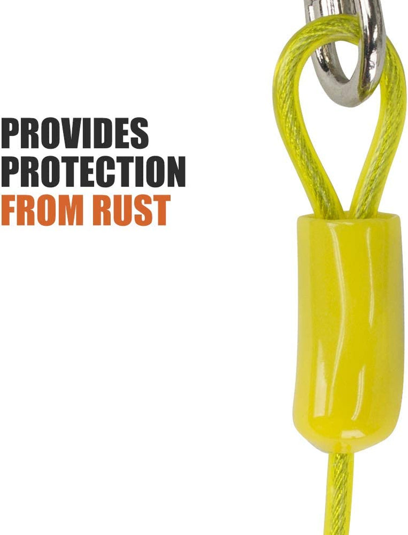 Dog Tie Out Cable 15 Feet - Heavy Duty Dog Lead up to 35 Pounds - Reflective & Rust-Free with Quick Release Swivel Clips & 360° Rotating Clasp - Tangle-Free Dogs Runner for Yard (Yellow, Single)