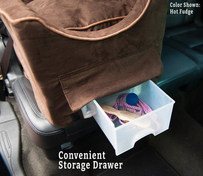 Dog Car Seat with Storage Tray: Lookout II Car Seat for Small Dogs 0-15 Lbs, Size: Small, Fabric: Black Quilted, Pet Car Seat to Alleviate Car Sickness for Dogs, Removable Washable Cover