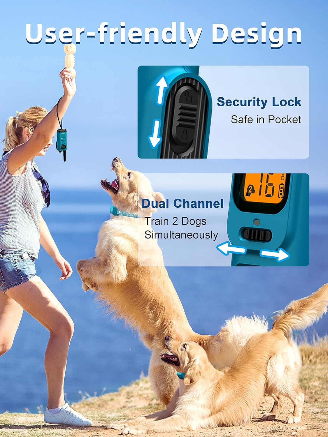 Dog Training Collar with Remote - 4000Ft Waterproof Dog Shock Collars 2 Dogs for Large Medium Small Dogs Rechargeable E Collars for Dogs Training with Beep Vibration Humane Shock(1-16) Mode