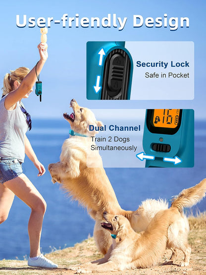 Dog Training Collar with Remote - 4000Ft Waterproof Dog Shock Collars 2 Dogs for Large Medium Small Dogs Rechargeable E Collars for Dogs Training with Beep Vibration Humane Shock(1-16) Mode