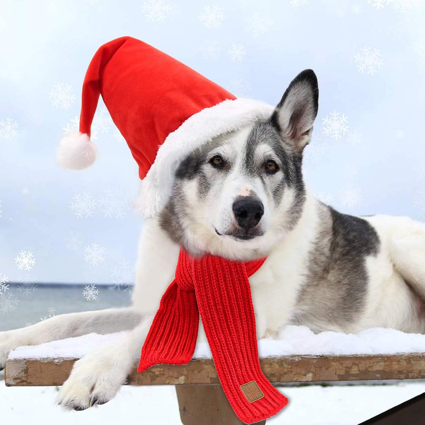 Dog Santa Hat and Scarf Christmas Dog Costumes Pet Santa Hat Christmas Dogs Scarf for Small to Medium Dogs and Cats