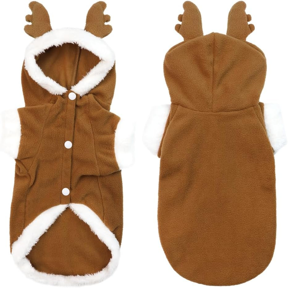 Pet Costumes Christmas Suit Elk Santa Costume Polar Fleece Fit for Puppy Dog Teddy (Small)