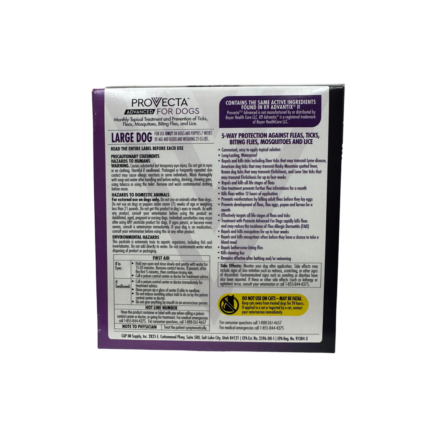 Provecta Advanced Flea & Tick Treatment for Large Dogs 21-55Lbs 4 Month Supply
