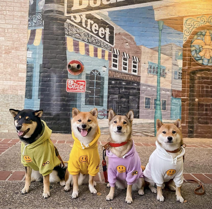 Smiley Dog Hoodie Stylish Dog Clothes Smiley Face Sweater Cotton Sweatshirt Fashion Outfit for Dogs Cats Puppy Small Medium Large (M, Purple)