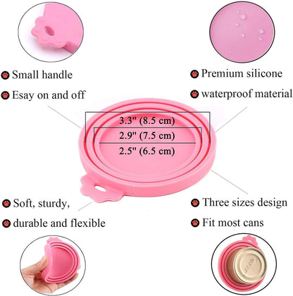 Food Can Lids, 4 Pcs Silicone Pet Food Can Covers for Dog & Cat Food, One Tin Cap Fit Most Standard Size Dog Cat Food Canned（Multicolor）…