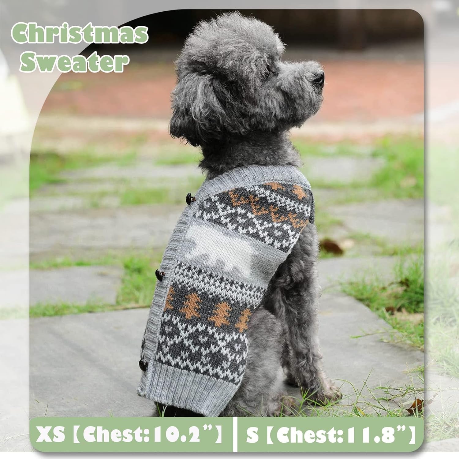Dog Christmas Sweater Classical Argyle Knitted Cat Ugly Xmas Outfit Holiday Puppy Costumes Soft Fall Winter Warm Pet Sweater Vest Clothes for Small Medium Large Dogs Cats(S,Grey)