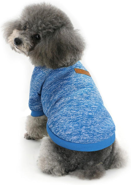 Pet Dog Classic Knitwear Sweater Soft Fleece Dog Coat Thickening Warm Pup Dogs Shirt Winter Pet Dog Cat Clothes Puppy Customes Clothing for Small Dogs (XXS, Blue)