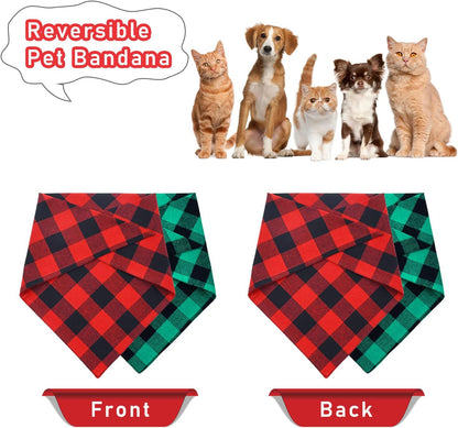 2 Pack Christmas Dog Bandanas, Classic Buffalo Red Plaid Dog Bandana for Girl and Boy, Pet Scarf Bibs Pet Costume Outfit Accessories for Small and Extra Large Dogs Pets (Small)