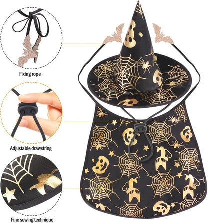 Pet Show Costume Cape and Hat for Dogs Creative Halloween Cloak S Parties Photos and Everyday Wear Fun Present for Your Pet