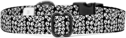 Jack Skellington Dog Collar | Comfortable Nylon Collar with Black Gunmetal Buckles (Medium Collar)