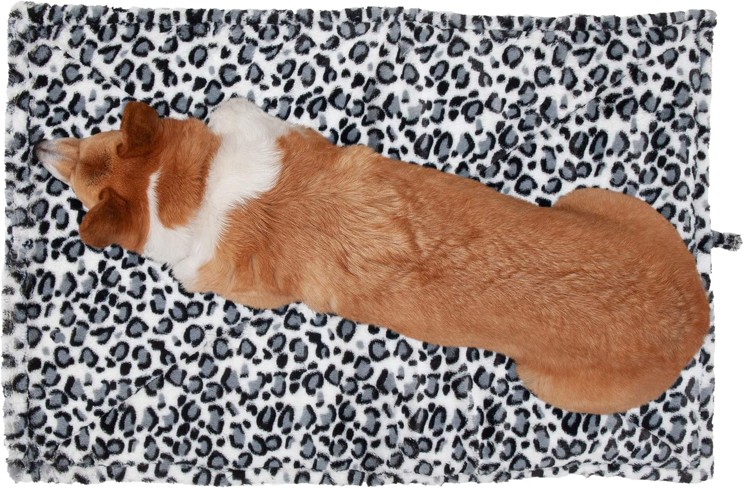 Thermanap Self-Warming Cat Bed for Indoor Cats & Small Dogs, Washable & Reflects Body Heat - Quilted Faux Fur Reflective Bed Mat - Snow Leopard, Small