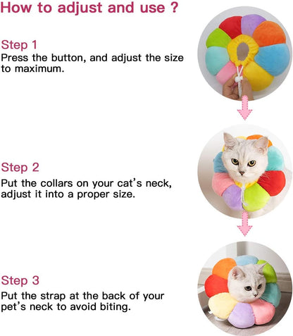 Cat Small Dog Recovery Collar, Cute Neck Cone after Surgery, Adjustable Pet E Collar, Wound Healing Protective Cone Surgery Recovery Elizabethan Collars for Small Pet (S(Within 4Lb), Colorful)