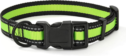 Dog Collar | Nylon Reflective Dog Collars | Light Weight Puppy Collars | Lime Green Dog Collars for Small Dogs (Lime Green, X-Small)