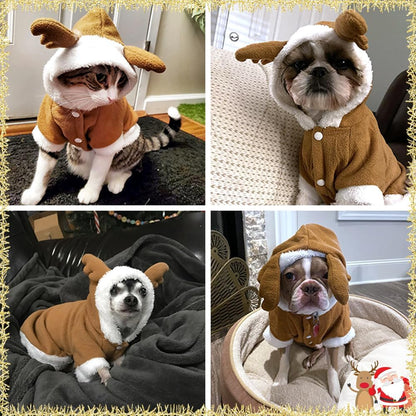 Pet Costumes Christmas Suit Elk Santa Costume Polar Fleece Fit for Puppy Dog Teddy (Small)