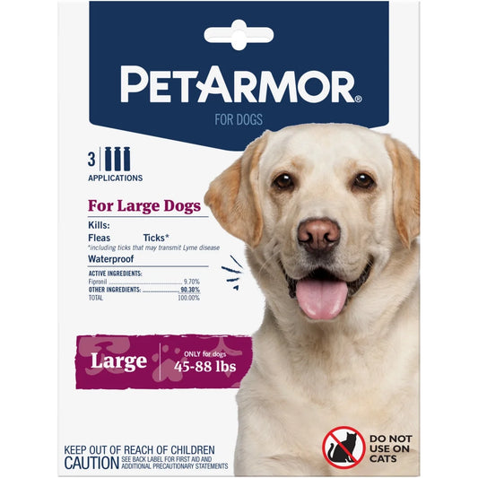 Flea & Tick Treatment for Large Dogs, 45 to 88 Pounds, 3 Monthly Applications