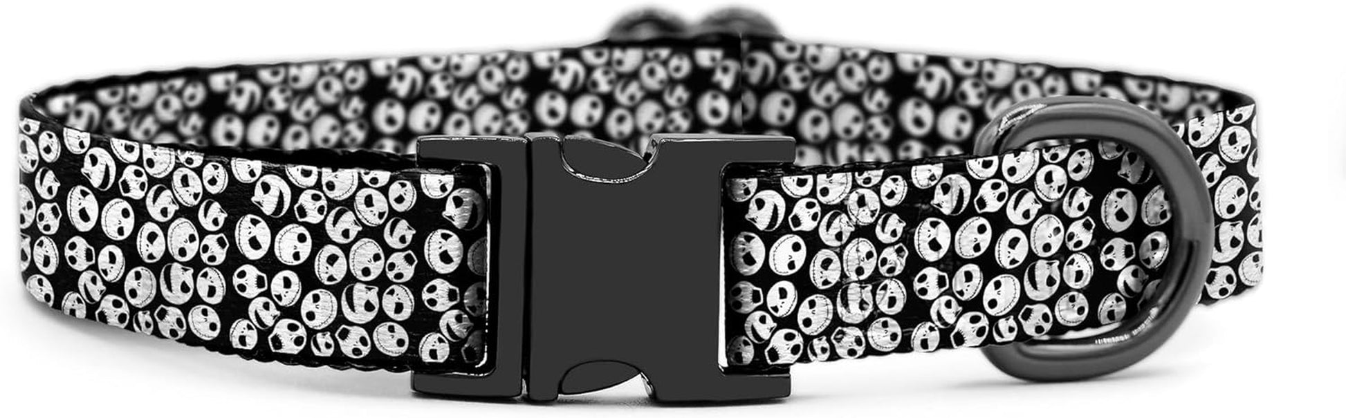 Jack Skellington Dog Collar | Comfortable Nylon Collar with Black Gunmetal Buckles (Medium Collar)
