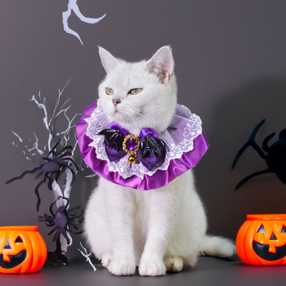 Enchanting Christmas Pet Costume Set - Witch Hat and Purple Queen Collarcat Hat Halloween|Cat Hat Halloween|Knit Cat Hats