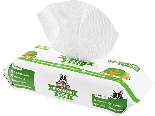 Pogi’S Dog Grooming Wipes – Hypoallergenic Pet Wipes for Paws, Body & Butt – Cleaning & Hydrating, Green Tea Scent, 100-Count