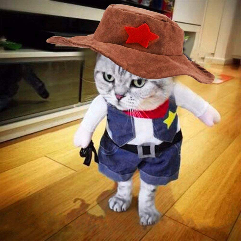Halloween Cat Cowboy Costume Hat Funny Costume for Cats & Small Dogs