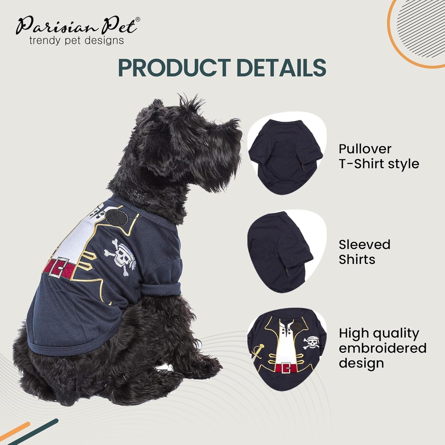 Dog Pirate Costume - Pirate Halloween Costume - Halloween Shirts for Dogs - Dog Pirate Shirt - Puppy Halloween Costumes - Pet Costumes - Sleeved Pet Costume for Large Dogs - 3XL