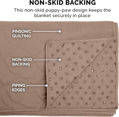 Waterproof & Non-Slip Twin Size Mattress Cover Protector for Dogs & Cats, Washable, for Beds, Couches, & Car Seats - Quilted Twill Blanket Mattress Cover - Brownstone, Small/Twin Size