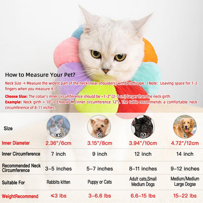 Cat Small Dog Recovery Collar, Cute Neck Cone after Surgery, Adjustable Pet E Collar, Wound Healing Protective Cone Surgery Recovery Elizabethan Collars for Small Pet (S(Within 4Lb), Colorful)