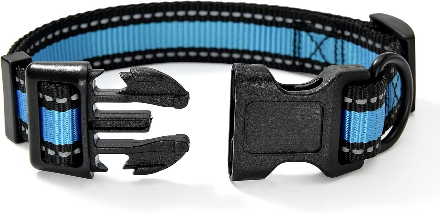 Dog Collar | Nylon Reflective Dog Collars | Light Weight Puppy Collars | Blue Dog Collars for Small Dogs (Blue, Small)