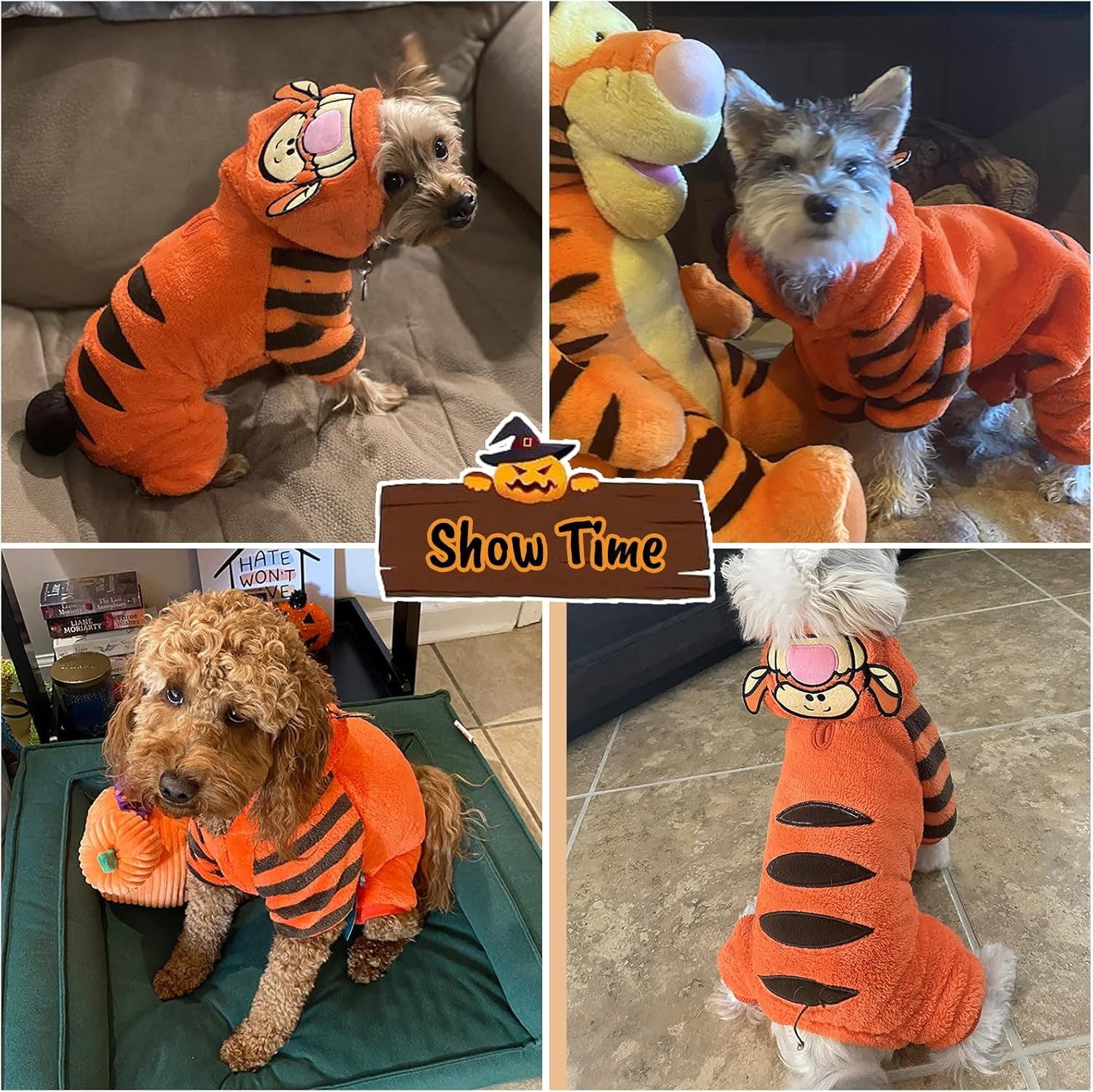 Tiger Dog Halloween Costumes - Funny Dog Costume Cute Pet Clothes Cosplay Jumpsuit for Puppy to Large Dogs, Christmas Outfit Special Events Photo Props Halloween Dress Up