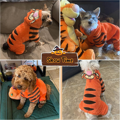 Tiger Dog Halloween Costumes - Funny Dog Costume Cute Pet Clothes Cosplay Jumpsuit for Puppy to Large Dogs, Christmas Outfit Special Events Photo Props Halloween Dress Up