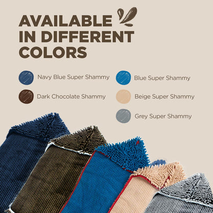 Soggy Doggy Super Shammy Dog Towel - Microfiber Chenille Towel for Drying Dogs and Cleaning Paws - Fast Drying with Hand Pockets for Ease (Dark Chocolate/Oatmeal Trim, 31” X 14”)
