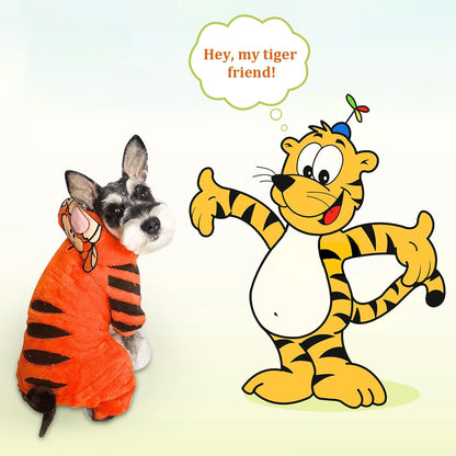 Tiger Dog Halloween Costumes - Funny Dog Costume Cute Pet Clothes Cosplay Jumpsuit for Puppy to Large Dogs, Christmas Outfit Special Events Photo Props Halloween Dress Up