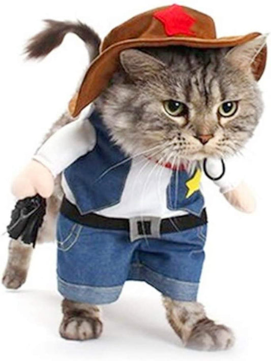 Halloween Cat Cowboy Costume Hat Funny Costume for Cats & Small Dogs