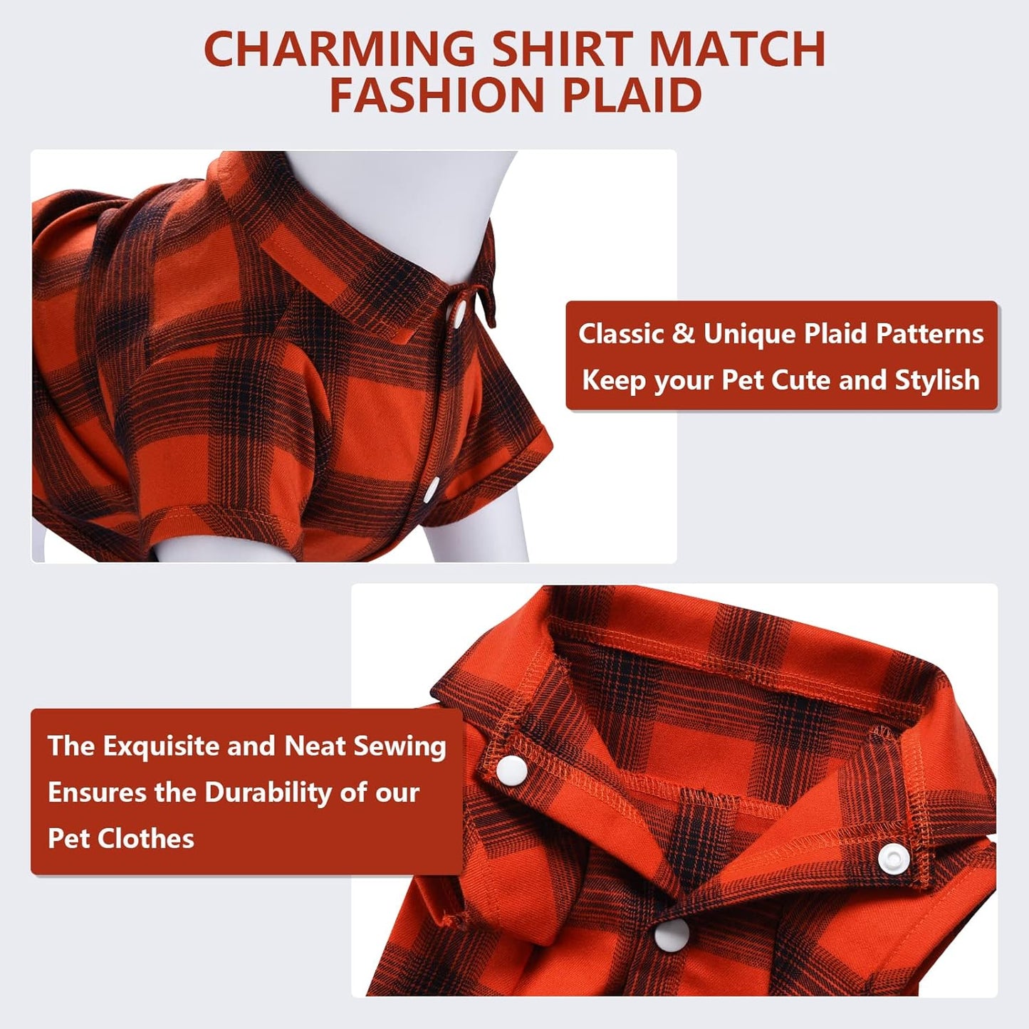 Dog Shirt Plaid Dog Clothes for Small Dogs Boy Girl Cat Clothes Soft Puppy Outfit Adorable Pet T-Shirts Kitten Grid Costume Apparel Thanksgiving Christmas Clothing (Red#1; M/Medium)