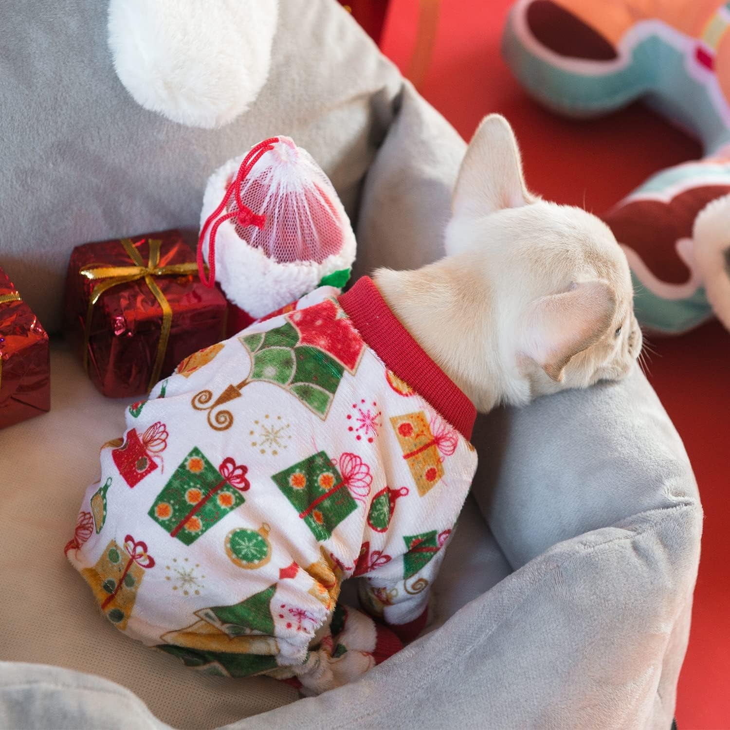Small Dogs Christmas Outfit Soft Puppy Onesies Pjs Dog Pajamas Pet Coat Cat Apparel Comfy Doggie Jumpsuit Bodysuit for All Seasons P17S