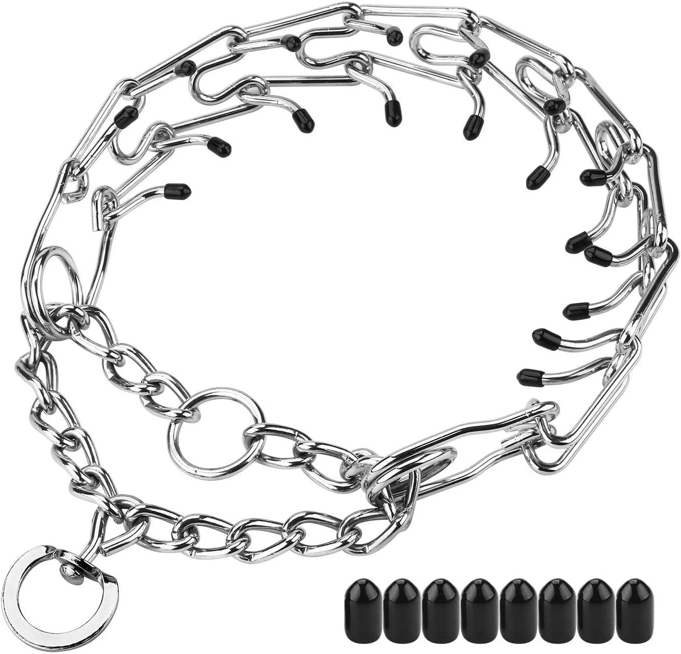 Prong Collars for Dogs, No Pull Dog Collar, Dog Training Collar for Large Medium Small Dogs, Stainless Steel Adjustable with Comfort Rubber Tips (Small, 2.5Mm, 15.6-Inch)