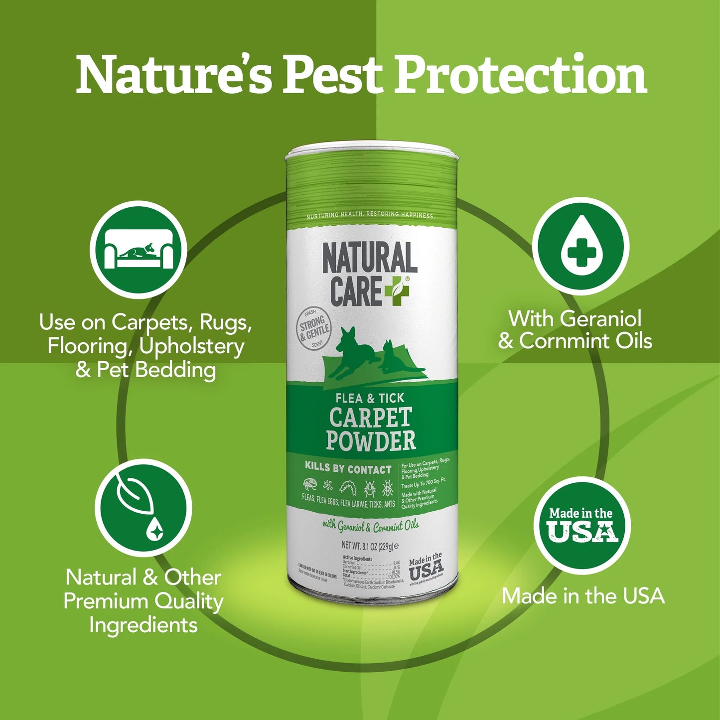 (4 Pack)  Flea and Tick Carpet Powder - 8.1 Ounce Canister
