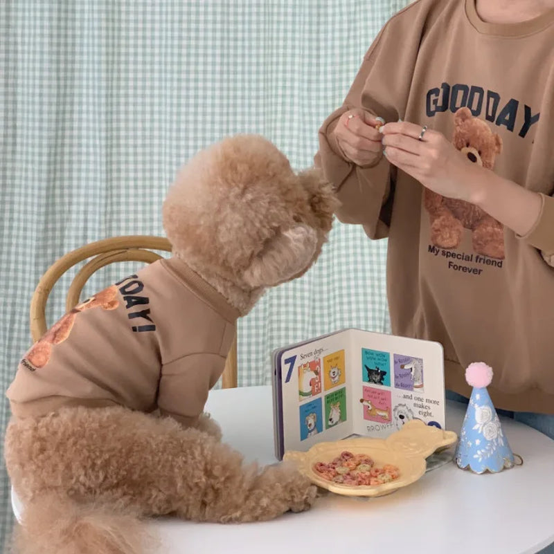 Puppy Clothes Bear Pattern Dog Clothes for Small Dogs Winter Pet Cat Vest Poodle Teddy Yorkie Chihuahua French Bulldog Costumes