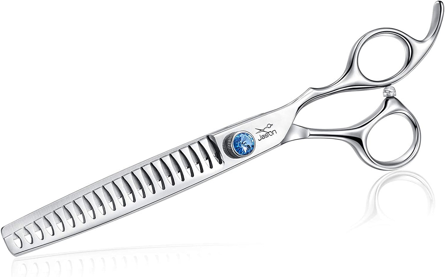 7 Inch 21-Teeth Chunkers Shears for Dogs, Ergonomic Cats Grooming Texturizing Blending Thinning Shears Pets Trimming Kit with Offset Handle, Sharp, Comfortable Shear