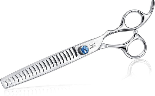 7 Inch 21-Teeth Chunkers Shears for Dogs, Ergonomic Cats Grooming Texturizing Blending Thinning Shears Pets Trimming Kit with Offset Handle, Sharp, Comfortable Shear