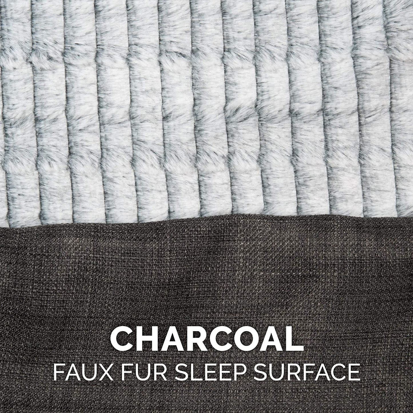 Cooling Gel Dog Bed for Large/Medium Dogs W/ Removable Bolsters & Washable Cover, for Dogs up to 55 Lbs - Luxe Faux Fur & Performance Linen Sofa - Charcoal, Large