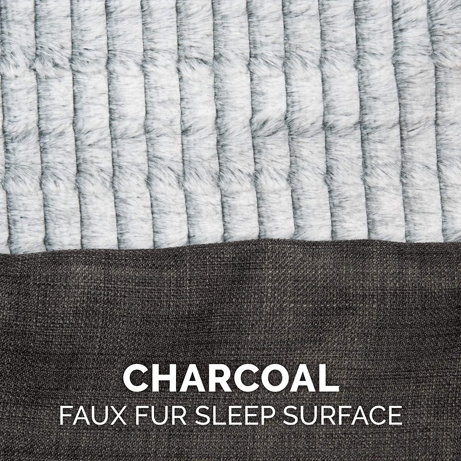 Cooling Gel Dog Bed for Large/Medium Dogs W/ Removable Bolsters & Washable Cover, for Dogs up to 55 Lbs - Luxe Faux Fur & Performance Linen Sofa - Charcoal, Large