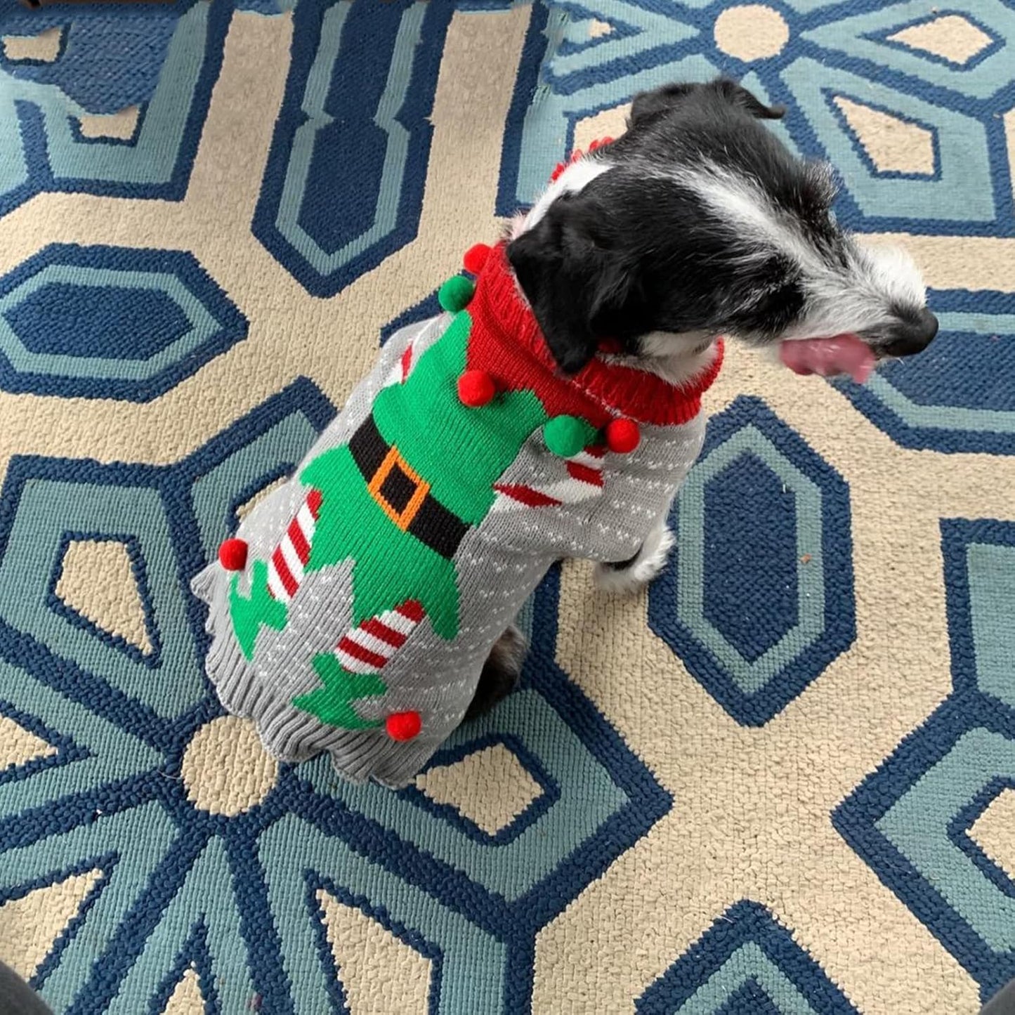 Dog Christmas Sweater Cute Funny Clown Cat Ugly Xmas Outfit Holiday Puppy Costumes Fall Winter Pet Knitted Sweaters Clothes for Small Medium Large Dogs Cats(Xs,Green)