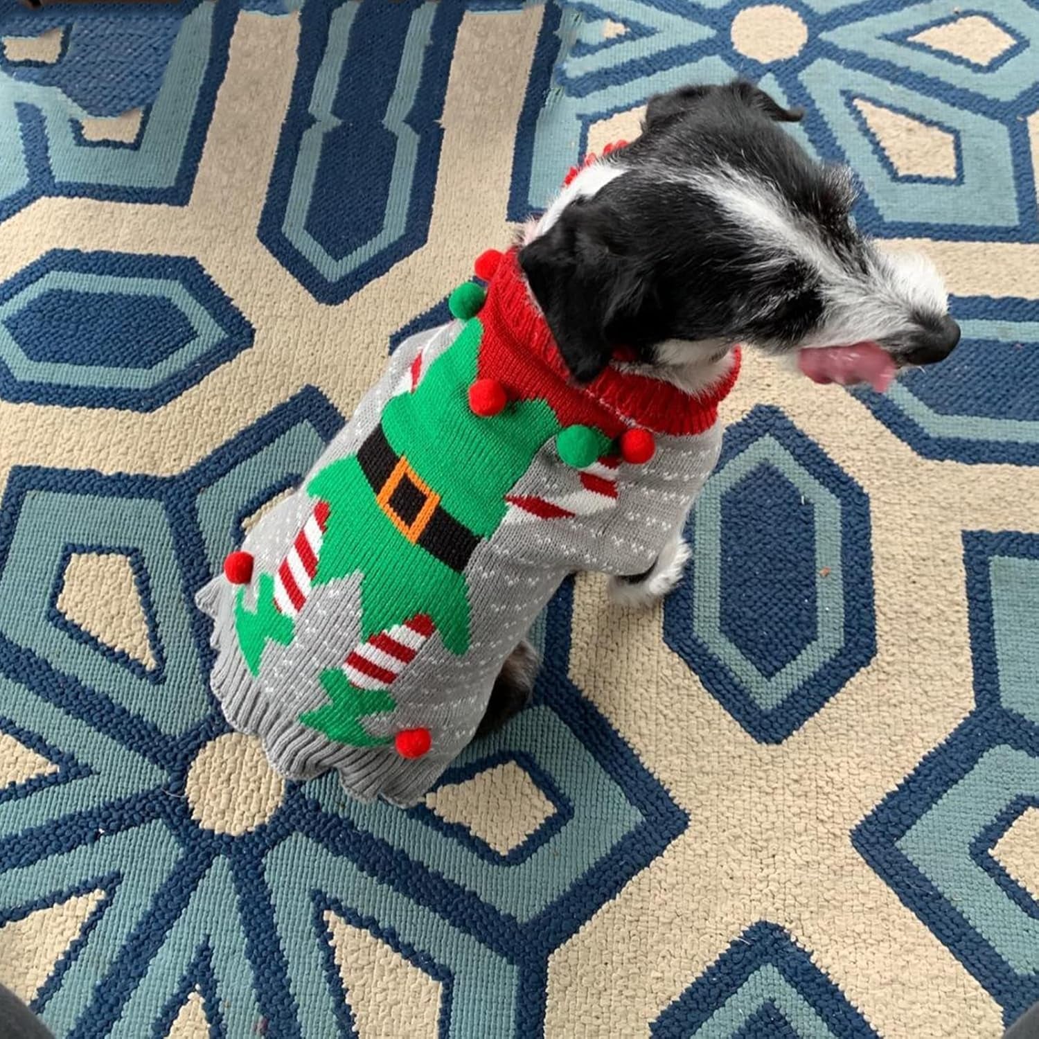 Dog Christmas Sweater Cute Funny Clown Cat Ugly Xmas Outfit Holiday Puppy Costumes Fall Winter Pet Knitted Sweaters Clothes for Small Medium Large Dogs Cats(Xs,Green)